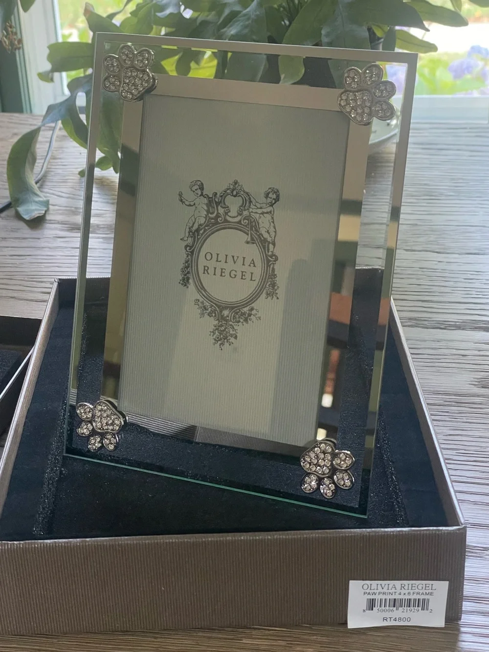 NIB | Olivia Riegel Paw Print Frame 4x6 Crystal Paw Print Glass Photo Frame